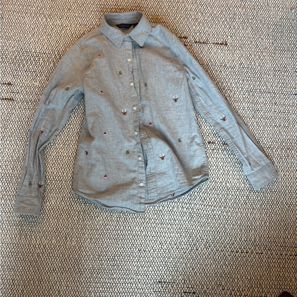 Janie and Jack Blue Embroidered Kids Button-Down Shirt